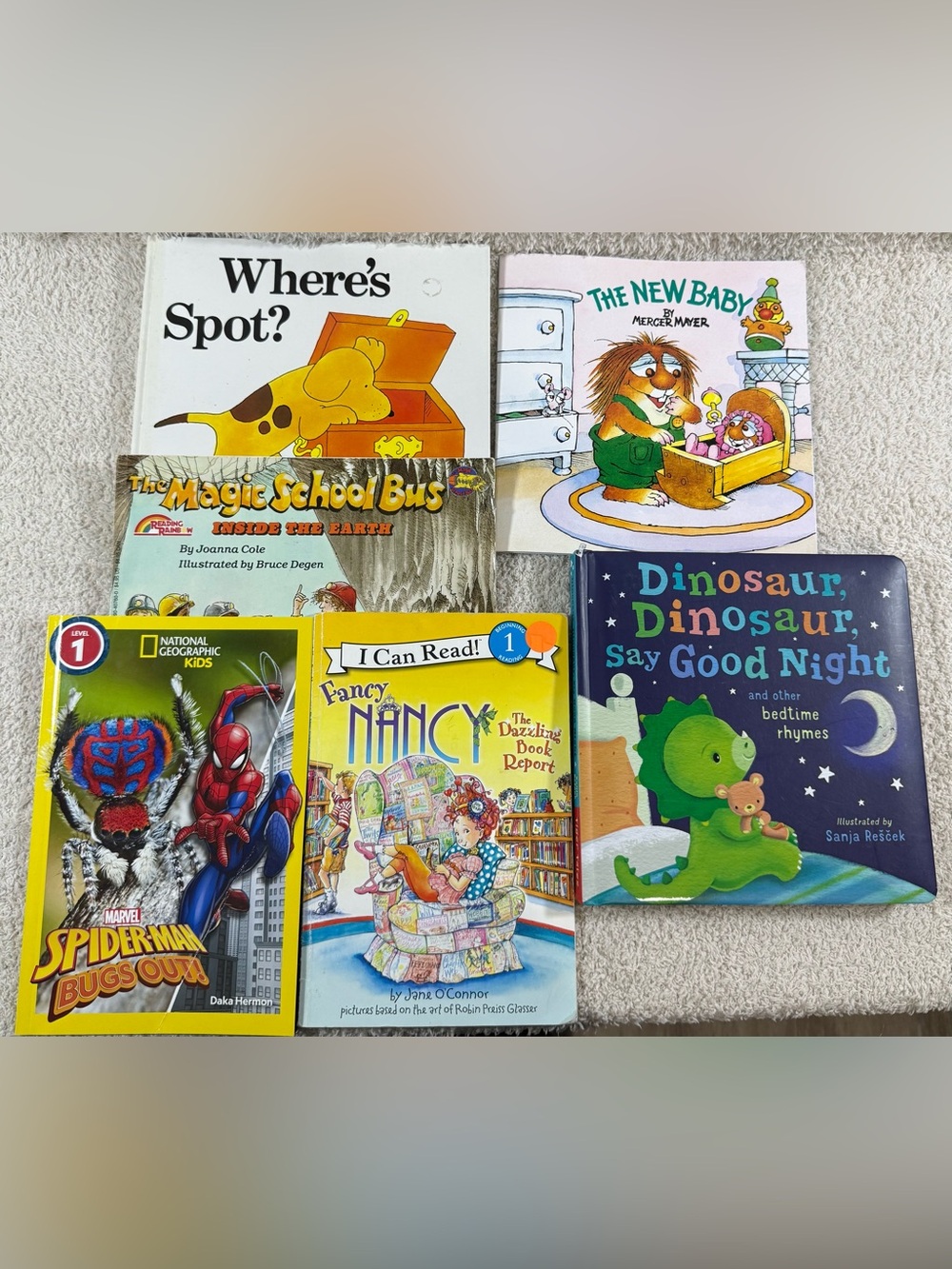 6 Kids Books Bundle Early Readers Bedtime Dinosaur Spider-Man Magic School Bus